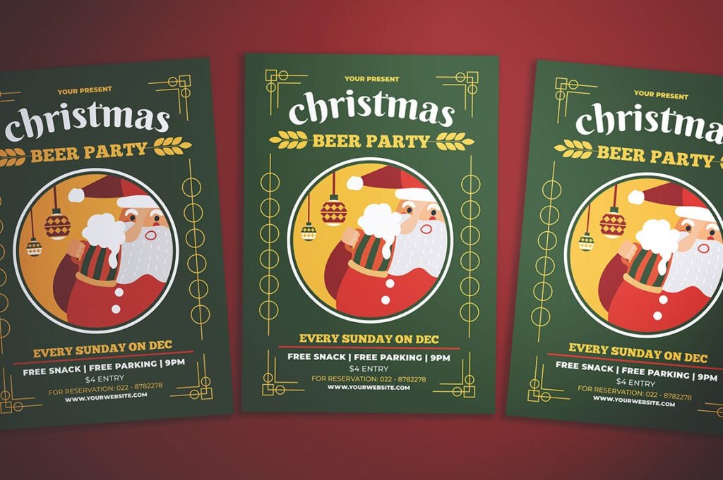 圣诞啤酒派对传单海报模板素材下载HBMB015插图3