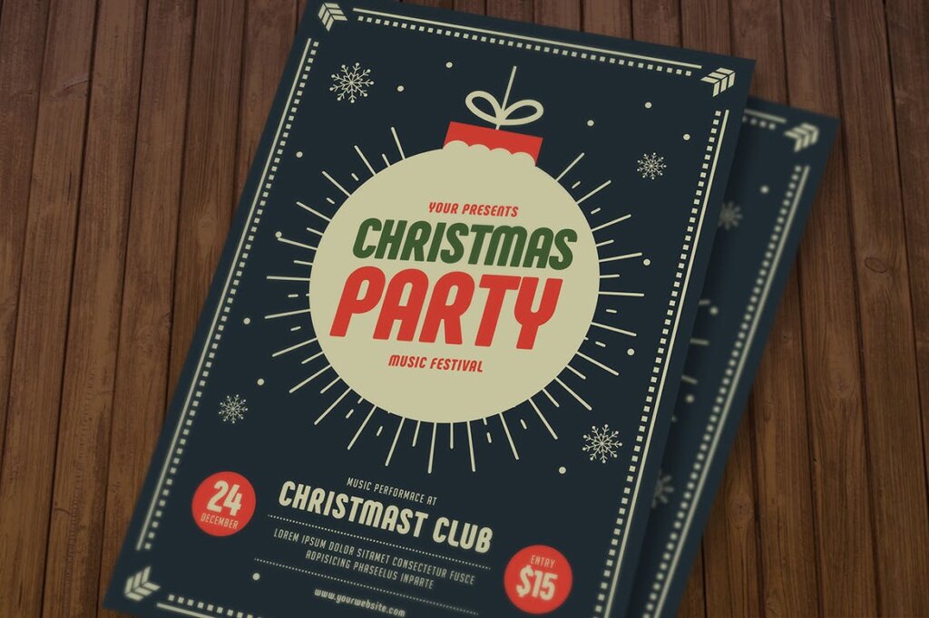 圣诞节海报宣传单素材模板Christmas Party Flyer KY4WS2插图3