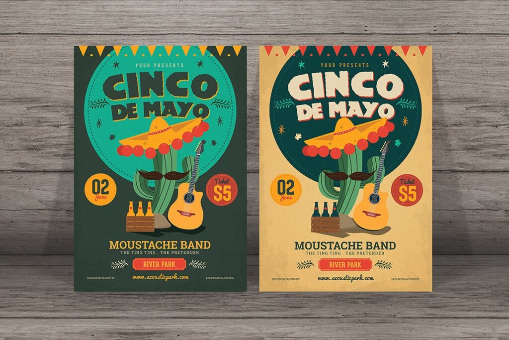 吉他音乐爱好者聚会传单模版素材下载Cinco De mayo flyer NC7PHH插图3