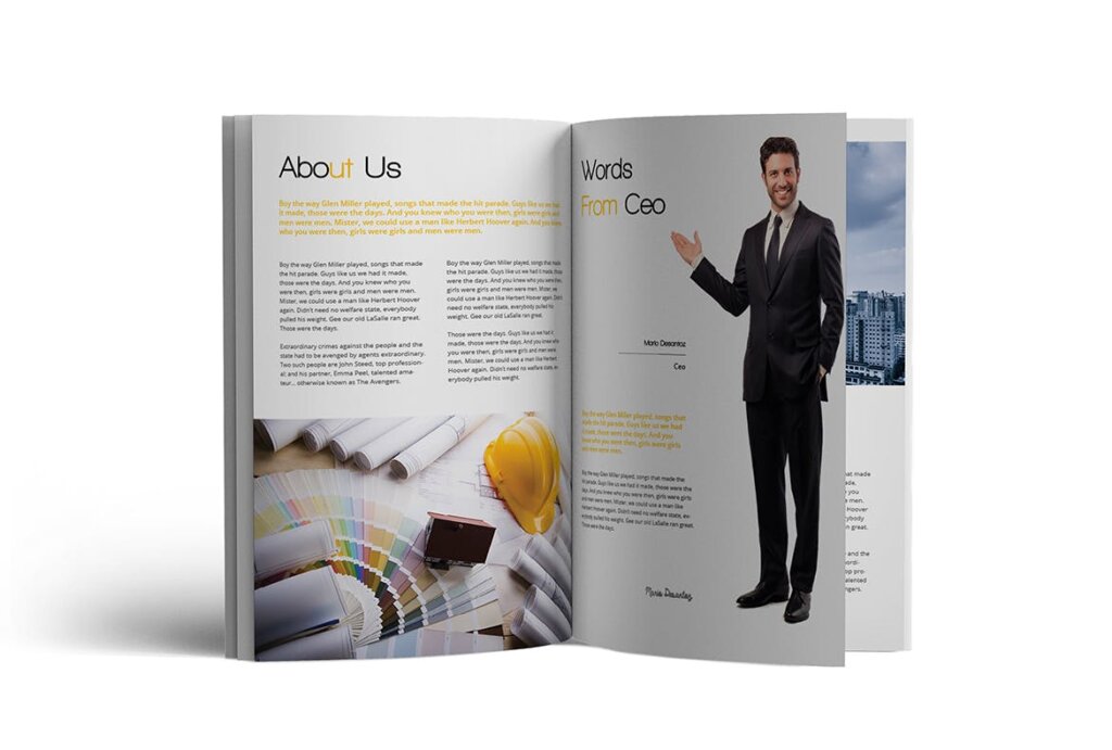 简约文艺施工A4尺寸宣传册画册模板素材下载Construction A4 Brochure插图3