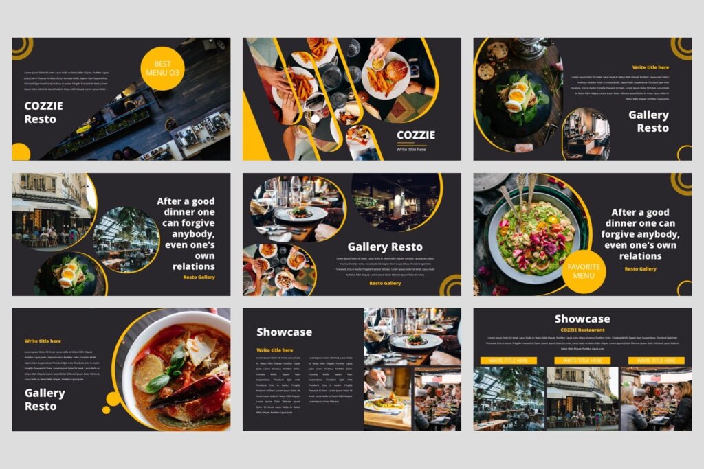 餐饮行业品牌宣传幻灯片PPT模版Cozzie Restaurant PowerPoint Template插图3