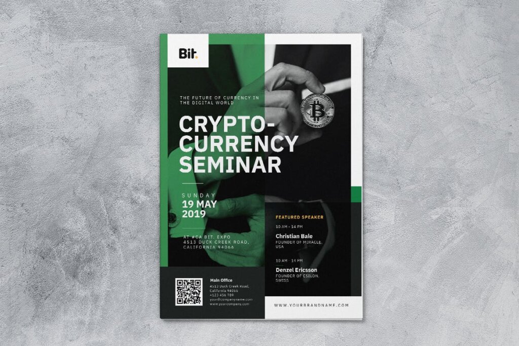 数字加密货币研讨会AI和PSD传单海报模板素材下载Crypto Currency Seminar AI and PSD Flyer Vol 1插图3