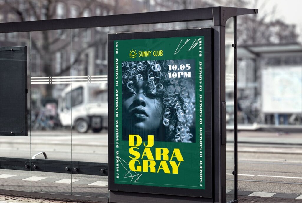 摇滚音乐海报传单模版素材下载DJSaraGray Party Poster插图3