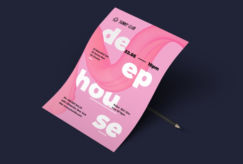 科技粒子背景IT峰会传单海报模板素材下载Deep House Party Poster/Flyer GKMG2B插图3