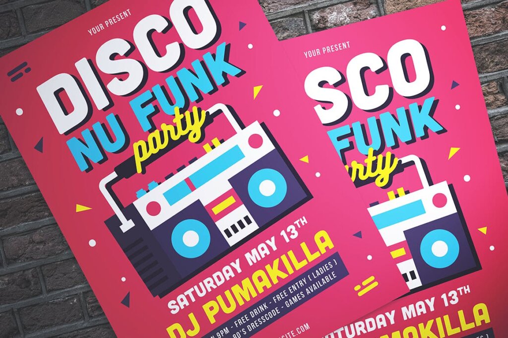迪斯科音乐派对活动传单海报模板素材Disco Nu Funk Party Flyer插图3