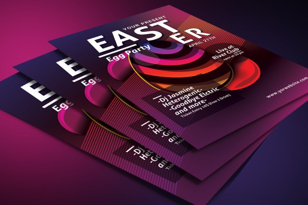 复活节彩蛋活动派对传单海报模板素材Easter Egg Party插图3