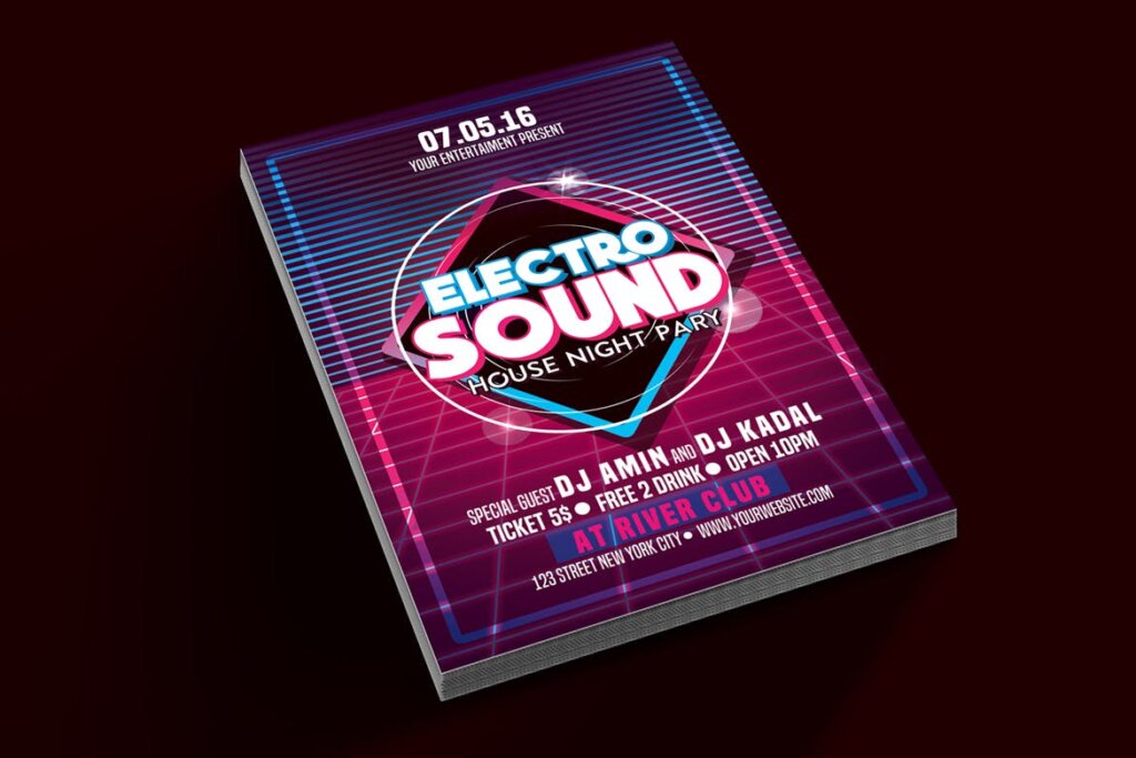 电子音乐海报传单模版素材下载Electro Sound Music Party插图3