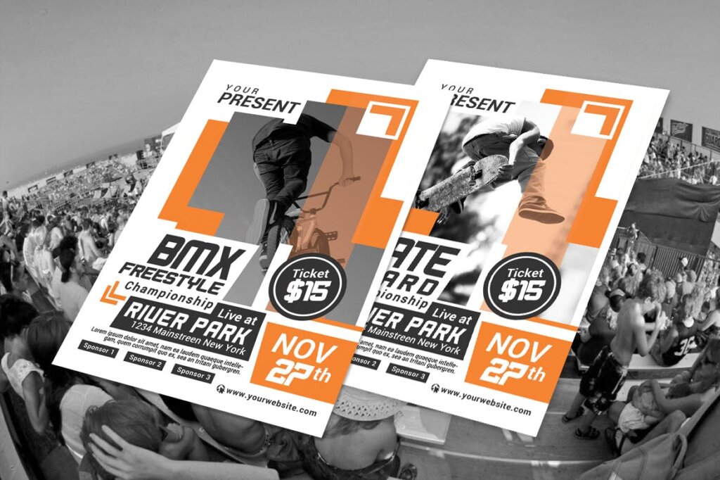 骑车车手宣传活动海报传单模版素材Extreme Sport Competition Flyer插图2