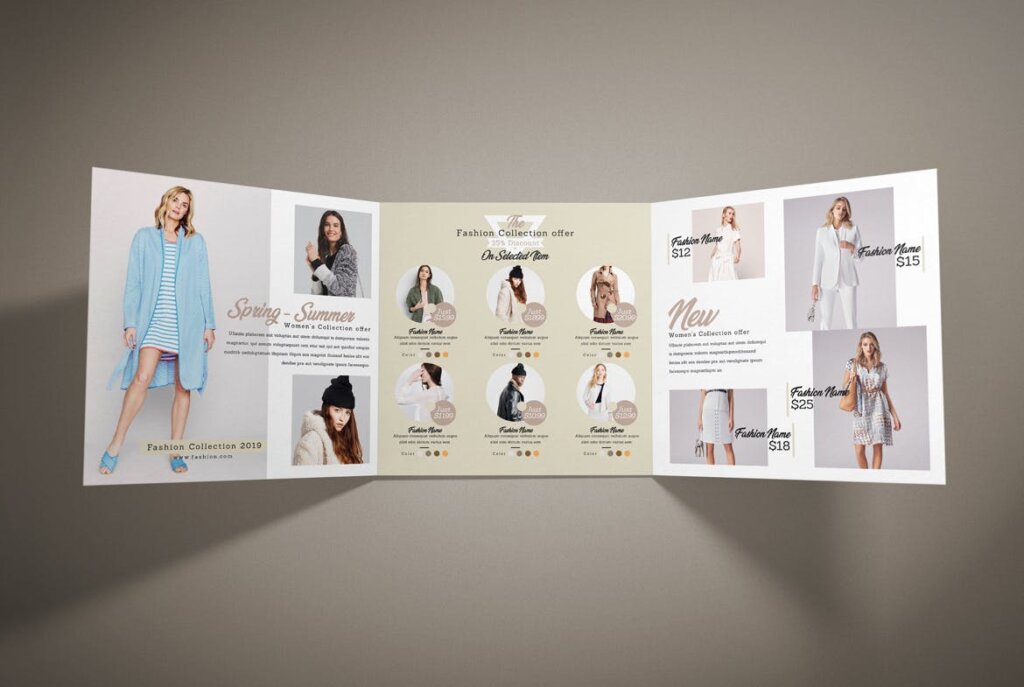 时尚服装促销三折页模板素材下载Fashion Square Trifold Brochure插图3