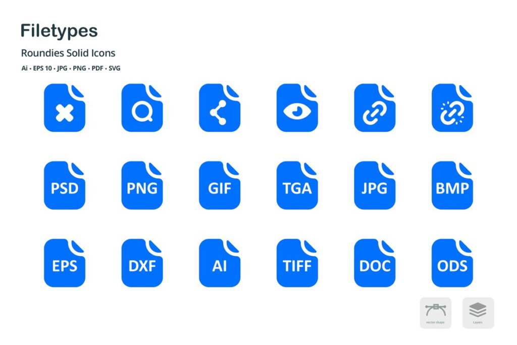 办公文档系列图标剪影图标文件下载File Types Roundies Solid Glyph Icons插图3