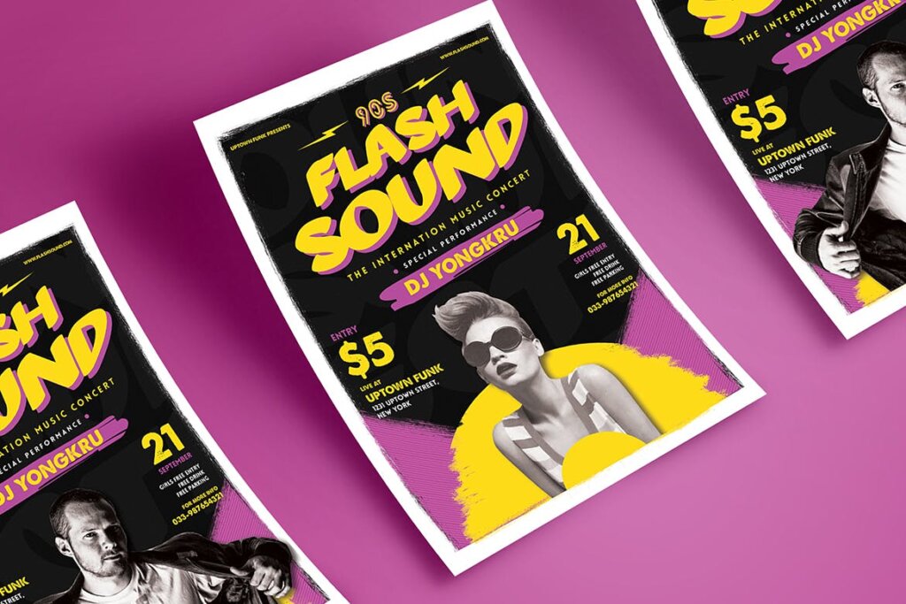 时尚音乐派对音乐传单海报模板Flash Sound Music Party Flyer插图3