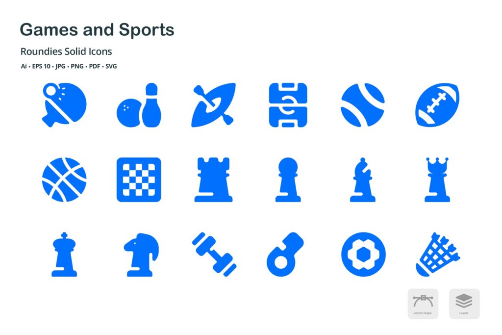 游戏和运动创意系列图标源文件下载Games and Sports Roundies Solid Glyph Icons插图3