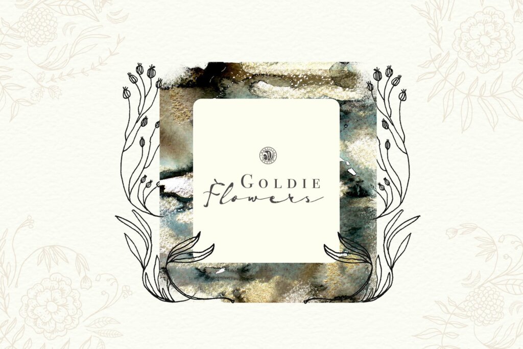 金色手绘j装饰图案纹理/婚礼邀请函扎装饰图案素材Goldie Flowers SA7U42插图3