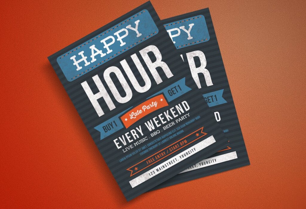 时尚精致快乐时光传单海报模板素材Happy Hour Flyer FGUYPT插图3