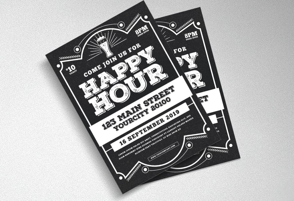 快乐时光传单派对传单海报模板素材Happy Hour Flyer 5HQQKA插图3