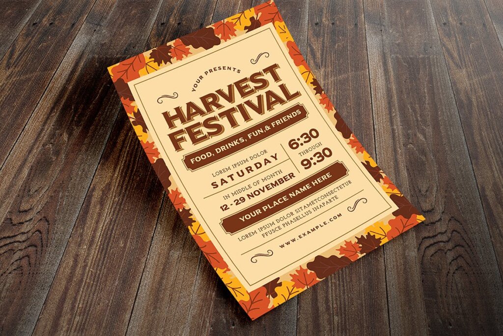 精致文艺丰收节传单海报模板素材下载Harvest Festival Flyer插图3