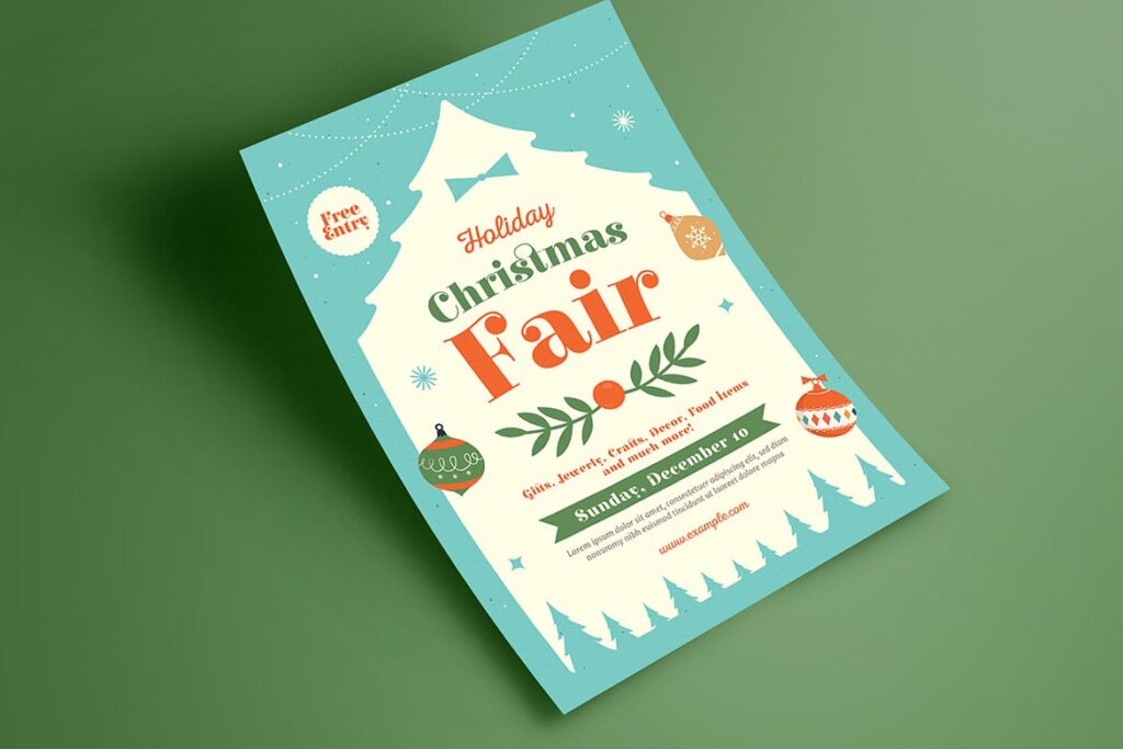 假日活动传单海报模版素材Holiday Christmas Fair Flyer插图3