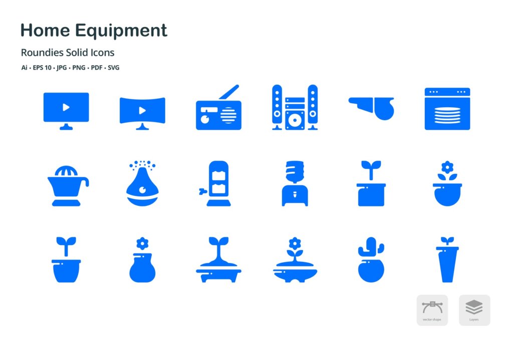 智能家庭设备希系列图标源文件图标素材下载Equipment Roundies Solid Glyph Icons插图3