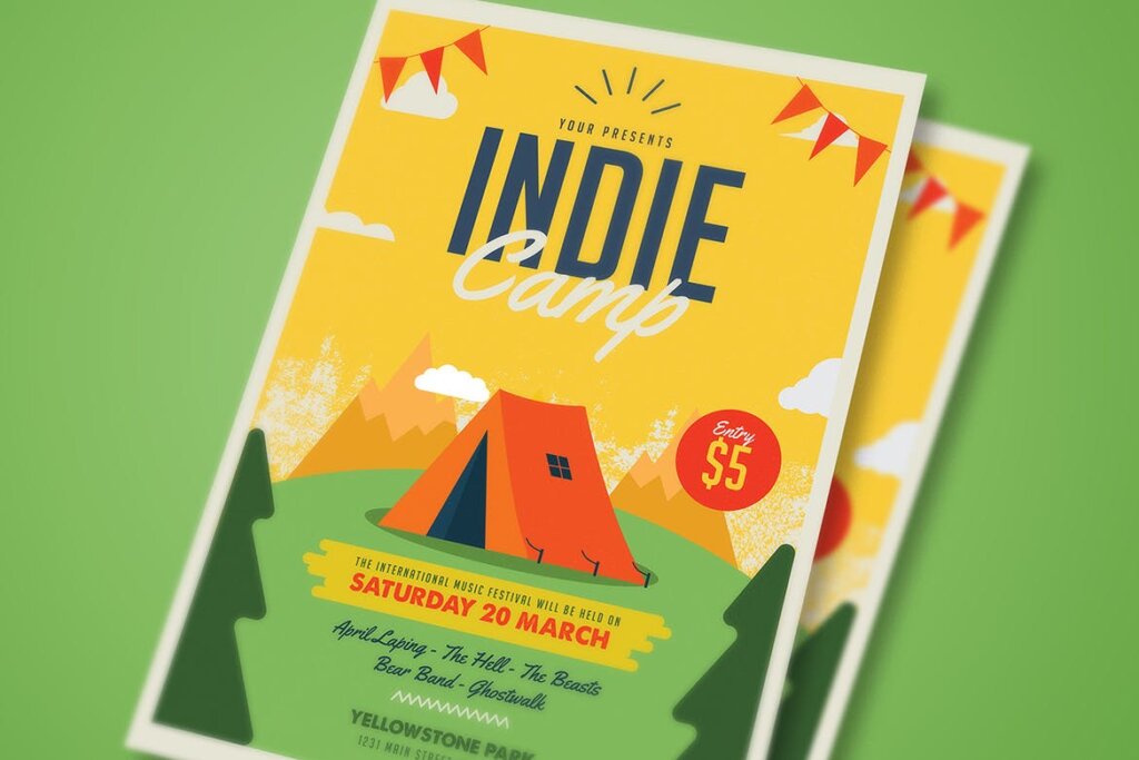 独立营海报宣传单素材模板Indie Camp flyer T2WET2插图3