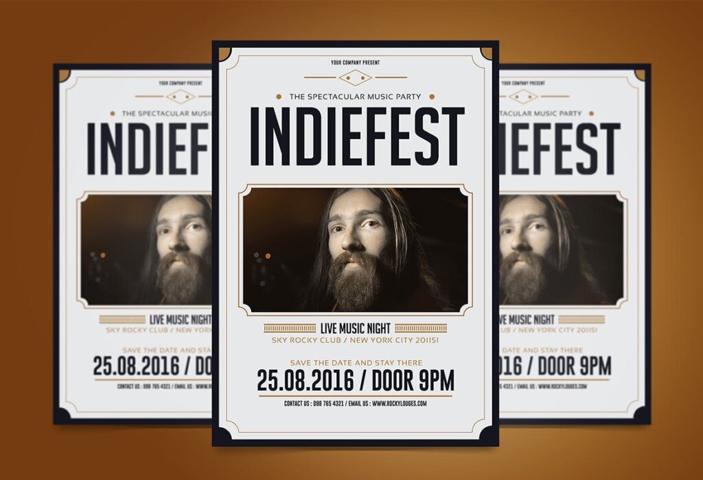 电影节音乐海报宣传单素材模板Indie Fest Music Flyer插图2
