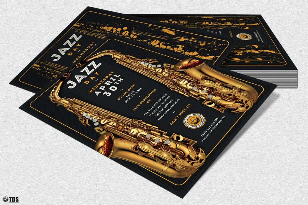 爵士音乐海报传单素材模板Jazz Day Flyer Template V2插图3