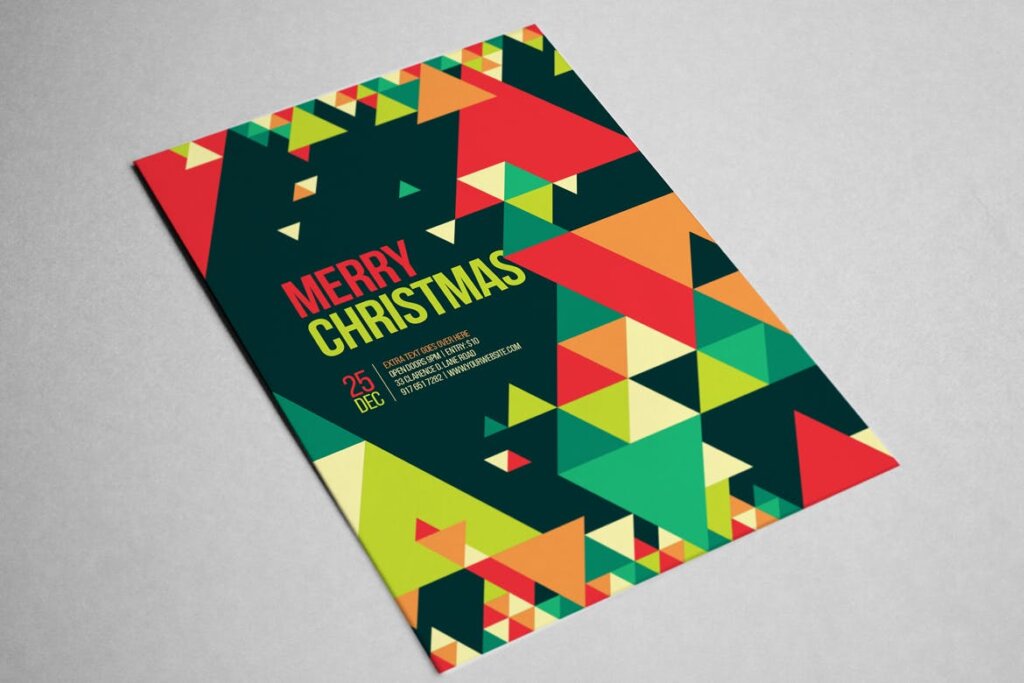 几何拼图概念海报传单素材下载Minimal Christmas Flyer 2插图3