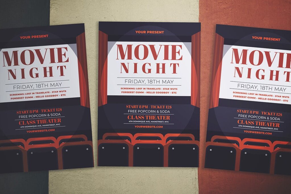 电影节创意海报传单模板素材下载Movie Night Flyer插图3