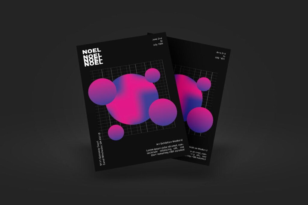 球体径向渐变抽象背景纹理海报传单模板NOEL Poster Design插图3