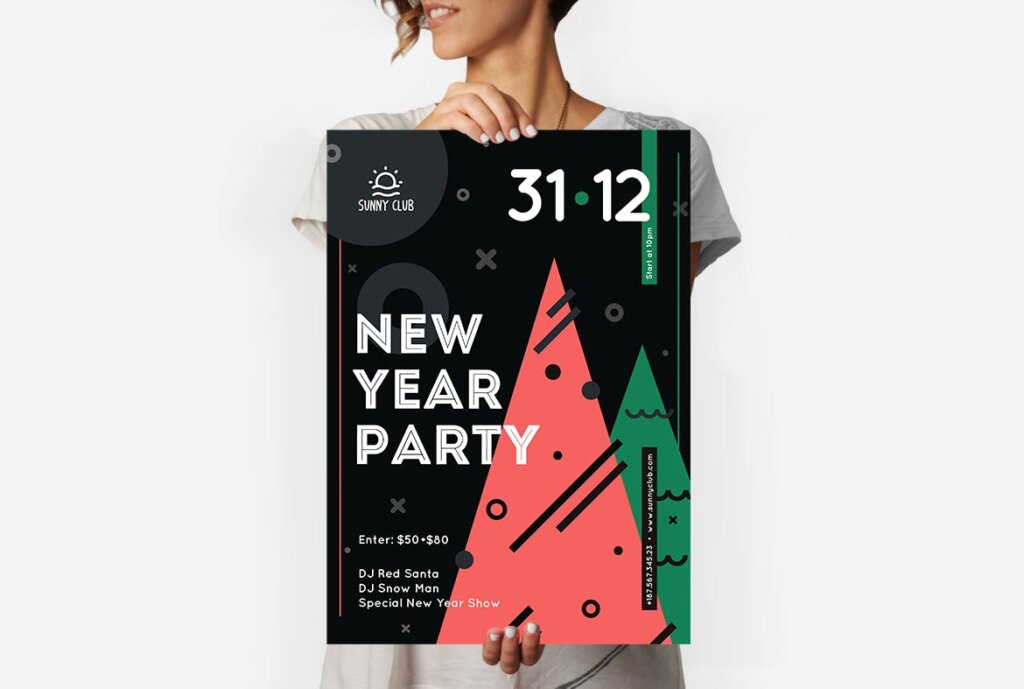 新年插图元素新年海报传单模板素材下载New Year Party Poster 2插图3