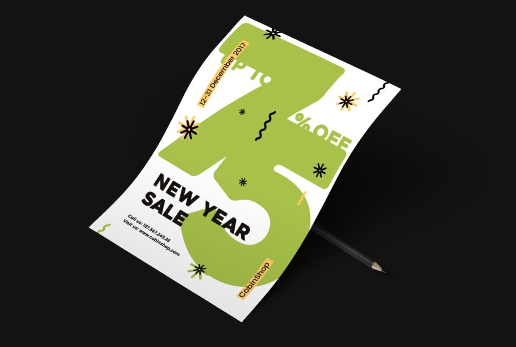 新年促销创意版式设计海报传单模板素材New Year Sale Flyer Poster插图3