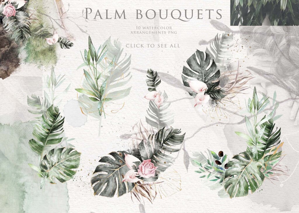 棕榈叶装饰图案纹理素材模版下载Palm petals X7RQNGL插图3