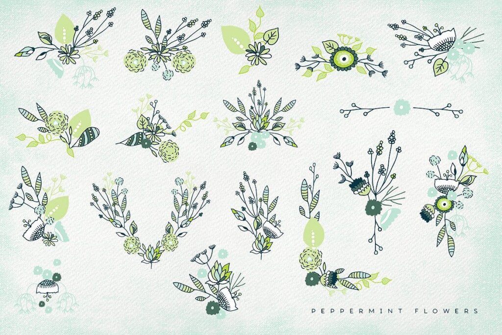手绘薄荷花装饰图案纹理素材下载Peppermint Flowers UUBHVH插图3