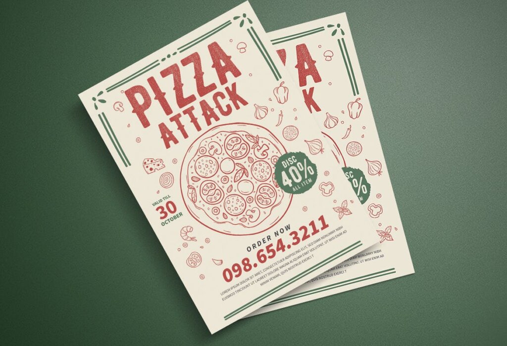 美食餐饮披萨创意美食品牌传单海报模板Pizza Party Flyer插图3