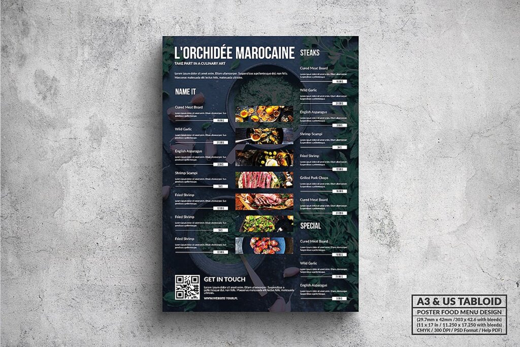 黑色主题风格餐厅美食菜单模板素材下载4Z6GBKM插图3