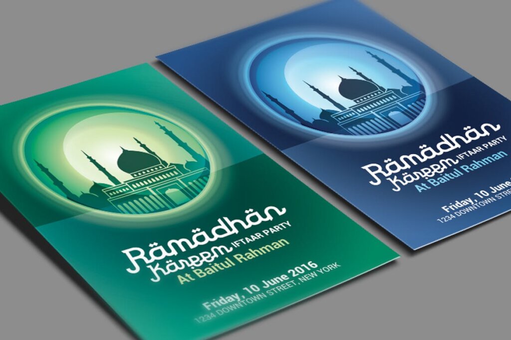 渐变插画场景宗教活动礼佛活动派对传单海报模版素材Ramadan Kareem Iftaar Party Flyer插图3