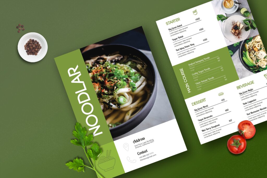 绿色自然风咖啡馆餐厅菜单/酒店菜单模板素材下载BR3N4UL插图3