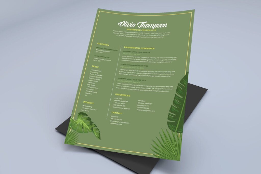 绿色简约A4简历/简历模板专业版海报传单模板素材下载 PLFHWU2插图3