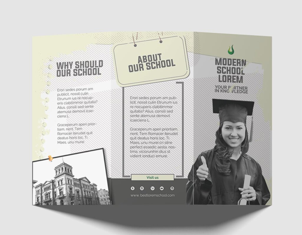 教育行业毕业祝福传单海报模板素材下载School Trifold Brochure插图3