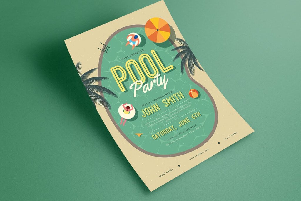 夏季活动派对传单海报模版素材Summer Pool Party Flyer插图3