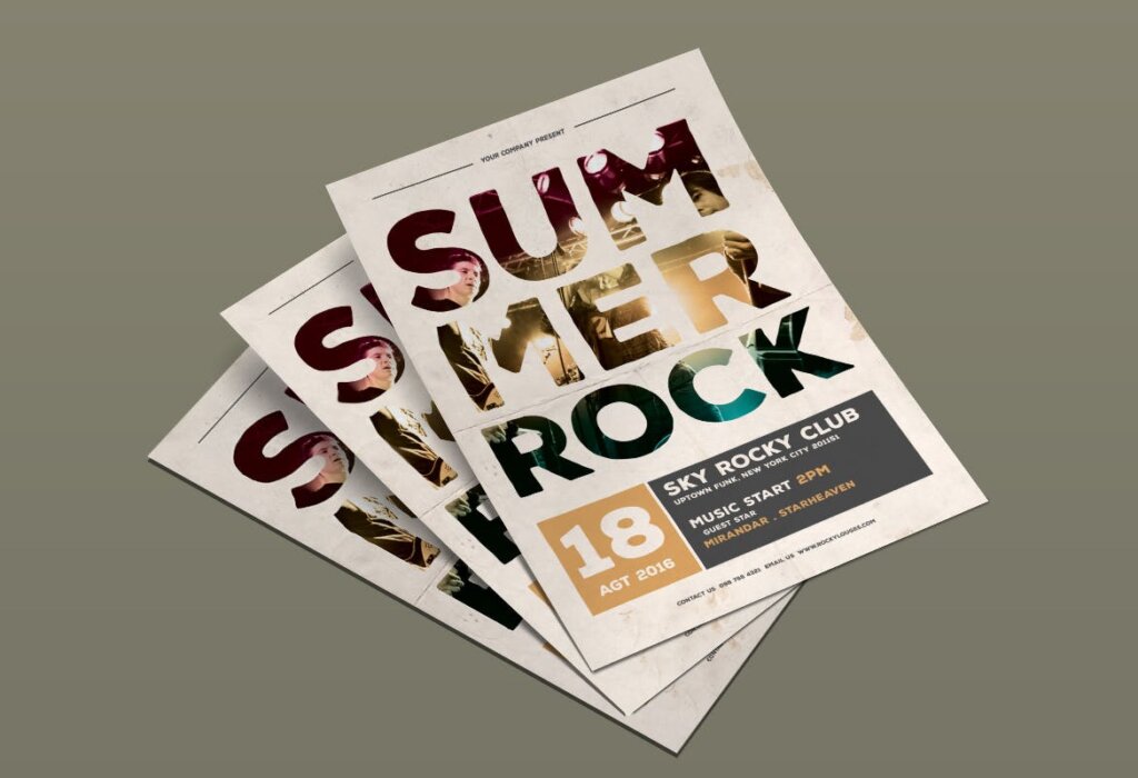 夏季摇滚音乐创意海报传单模板素材Summer Rock Flyer V3ZXRL插图3