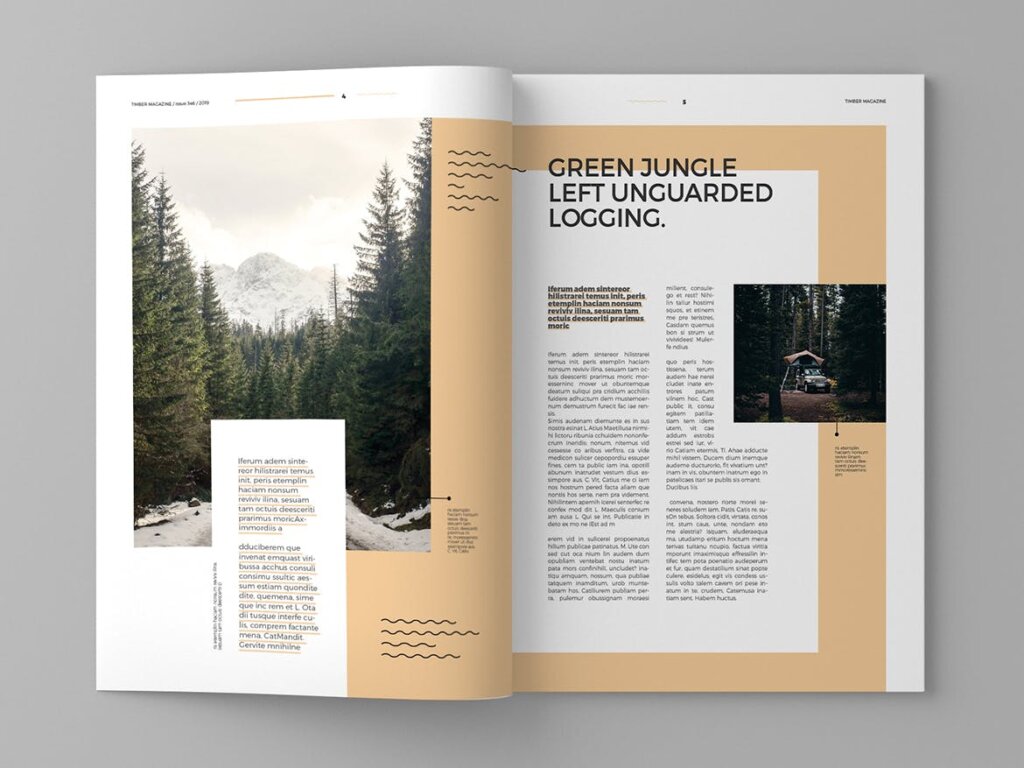 高端木材森林杂志手册模板素材下载Timber Magazine Template插图3