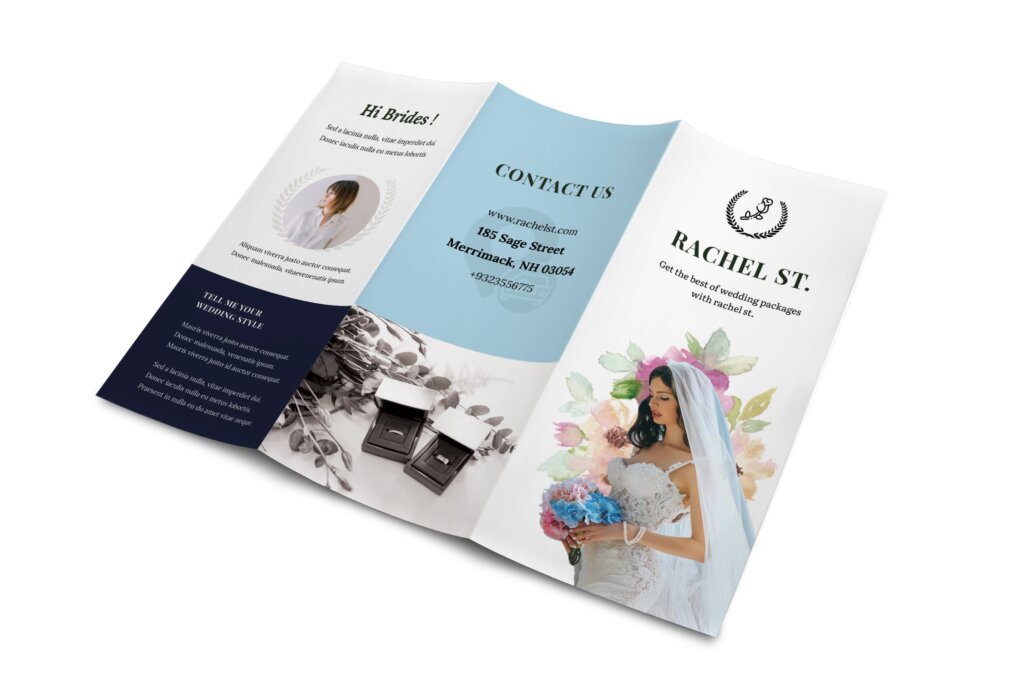婚庆策划公司传单折页模板素材下载Trifold Weddings Business Brochure插图2
