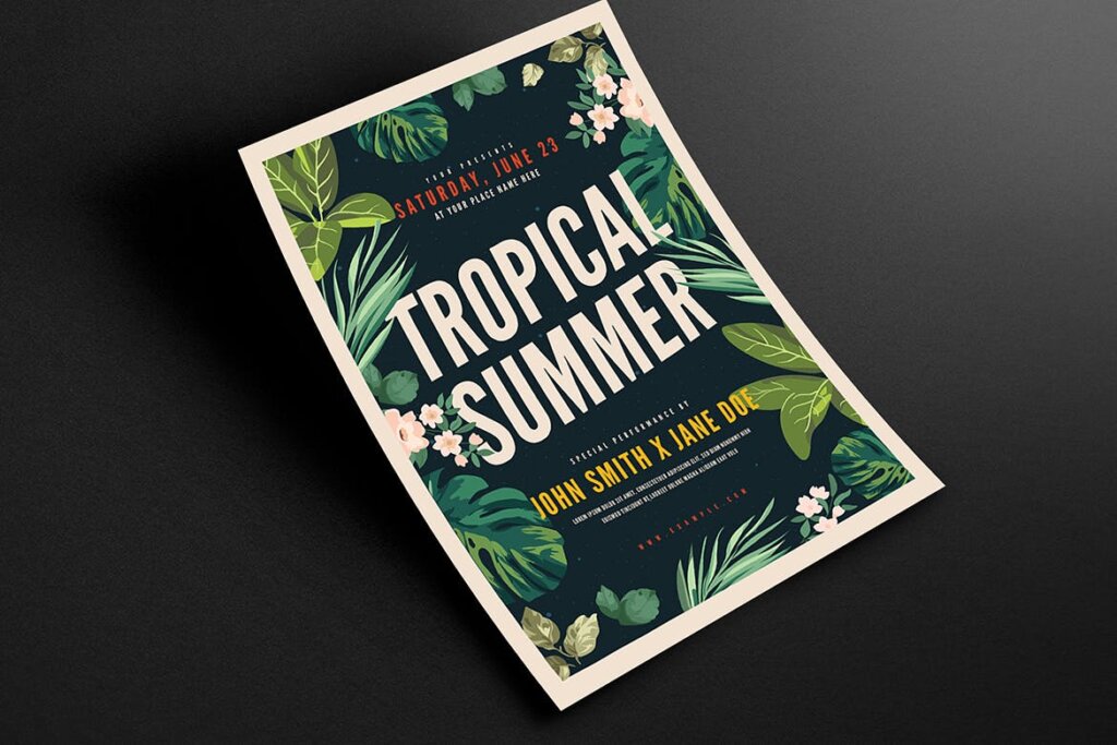 精致文艺热带雨林传单海报模板素材下载Tropical Summer Party Flyer插图3