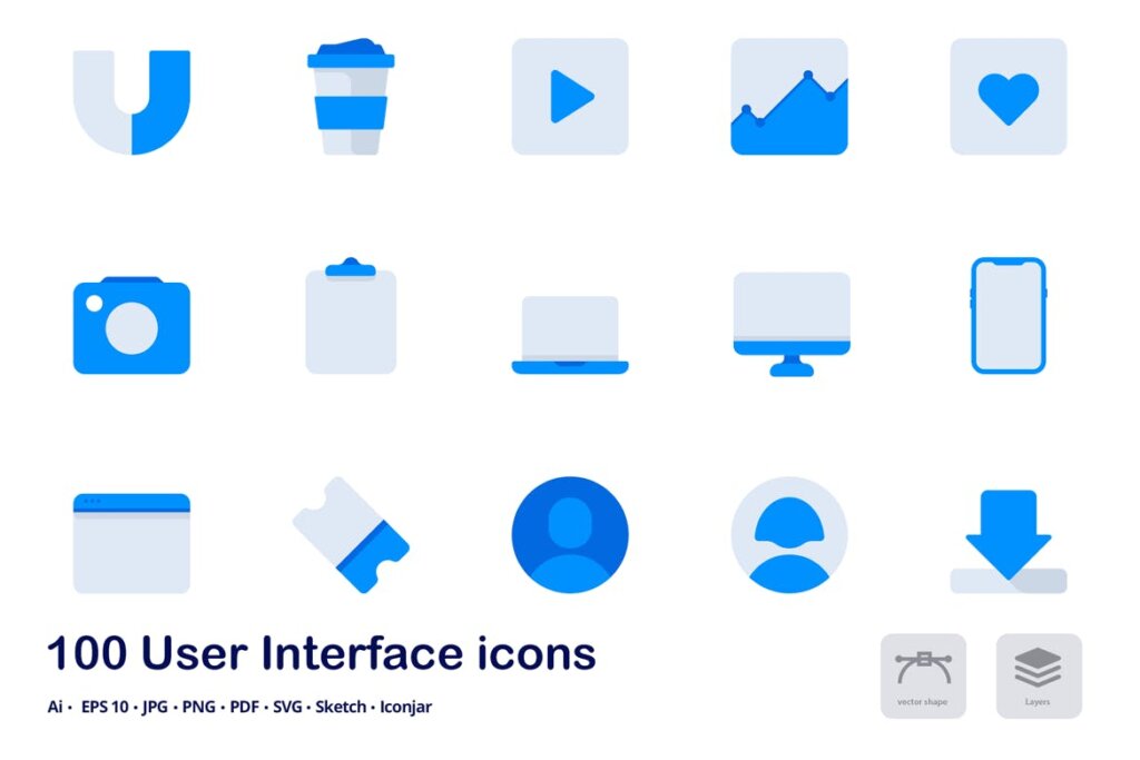 矢量平面双色系统矢量剪影图标icon源文件下载User Interface Accent Duo Tone Flat Icons插图3