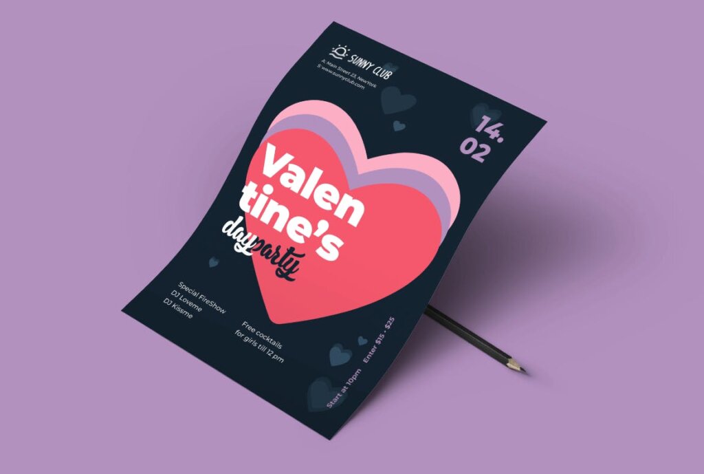 创意情人活动派对海报传单模板素材Valentine Party Poster 4插图3