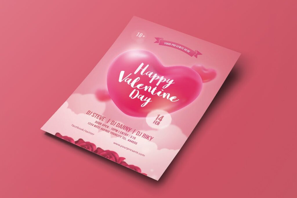 情人节相亲活动传单模版Valentine day Flyer插图3