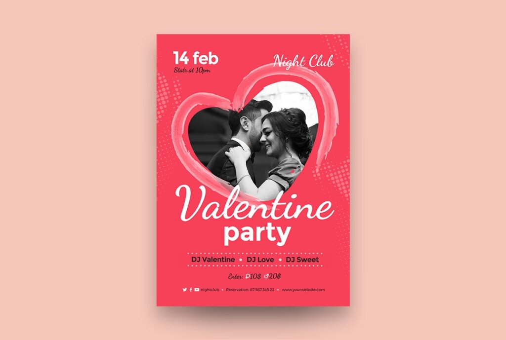 活动派对/活动在情人节活动派对传单模板素材Valentines Day Flyer Poster Event插图3