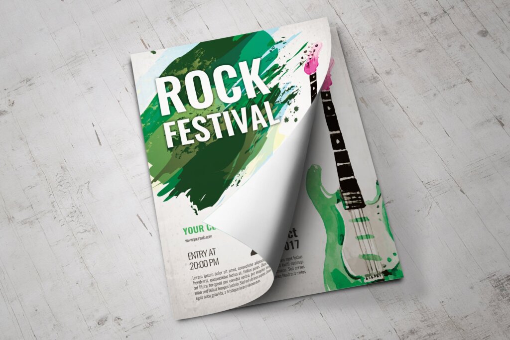 音乐互动派对传单海报模版素材Watercolor Brushed Rock Festival Flyer插图3