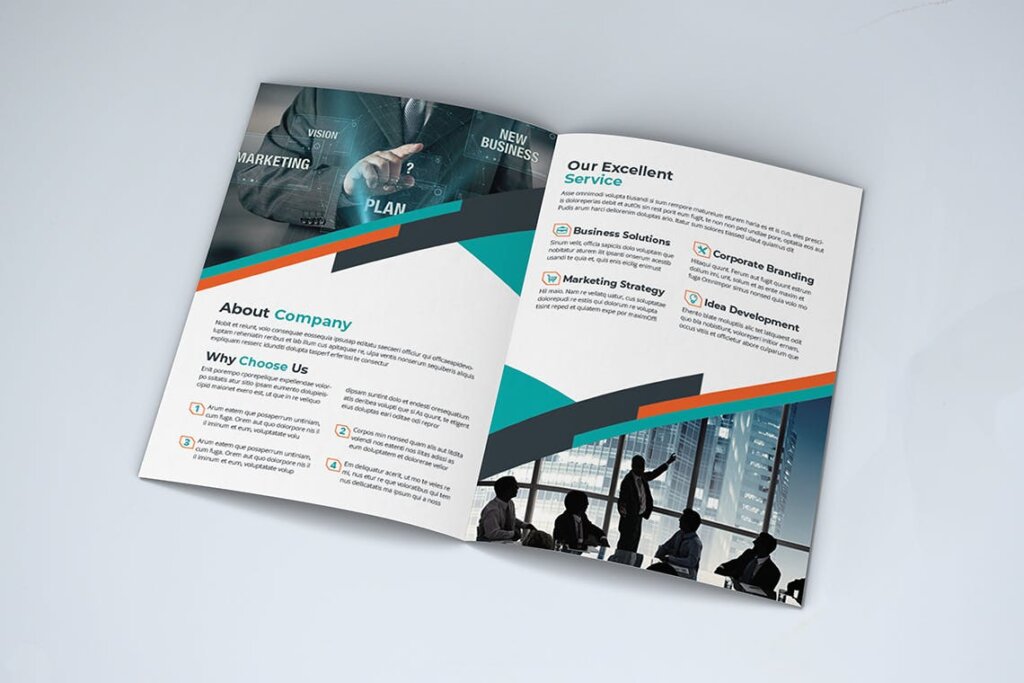 商务宣传册/企业产品介绍三折页印刷品模板素材下载Bifold Business Brochure插图4