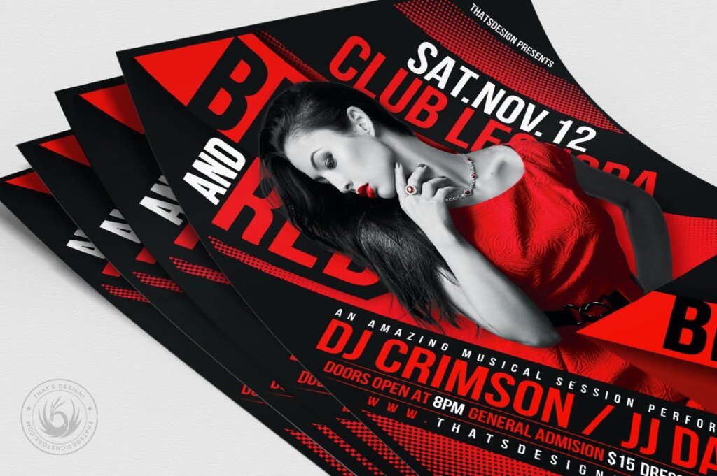 黑色和红色派对传单海报模板Black and Red Party Flyer Template V1插图4